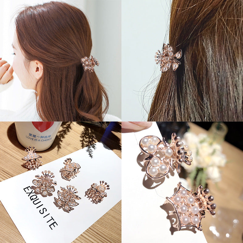 Wholesale women's exquisite pearl geometric small gripper  side or top ponytail clip